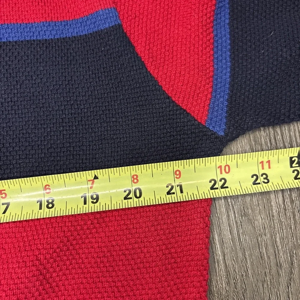 Polo Ralph Lauren Striped Sweater Mens Medium Red Navy Golf Crest Cotton Vintage